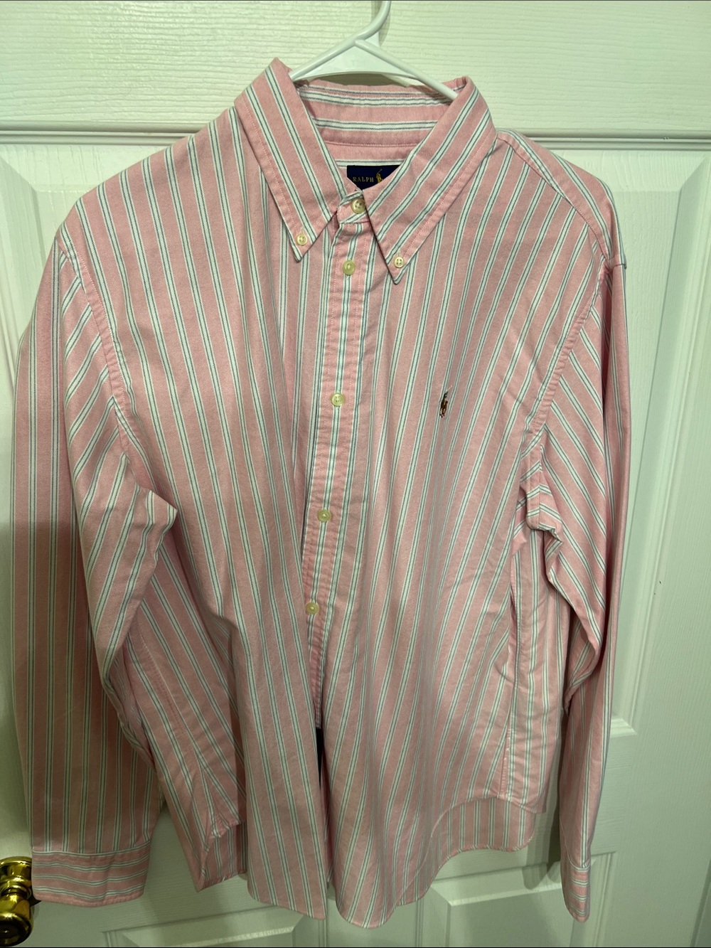 Ralph Lauren Pink, White & Light Blue Striped Button-Down Shirt